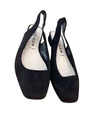 Anne Klein Iflex Black Suede Slingback Flats Size 10M